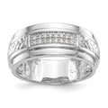 14K White Gold AA Quality 1/8 carat Diamond Trio Men's Wedding Band