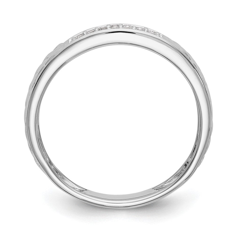 14K White Gold AA Quality 1/10 carat Diamond Trio Ladies Wedding Band