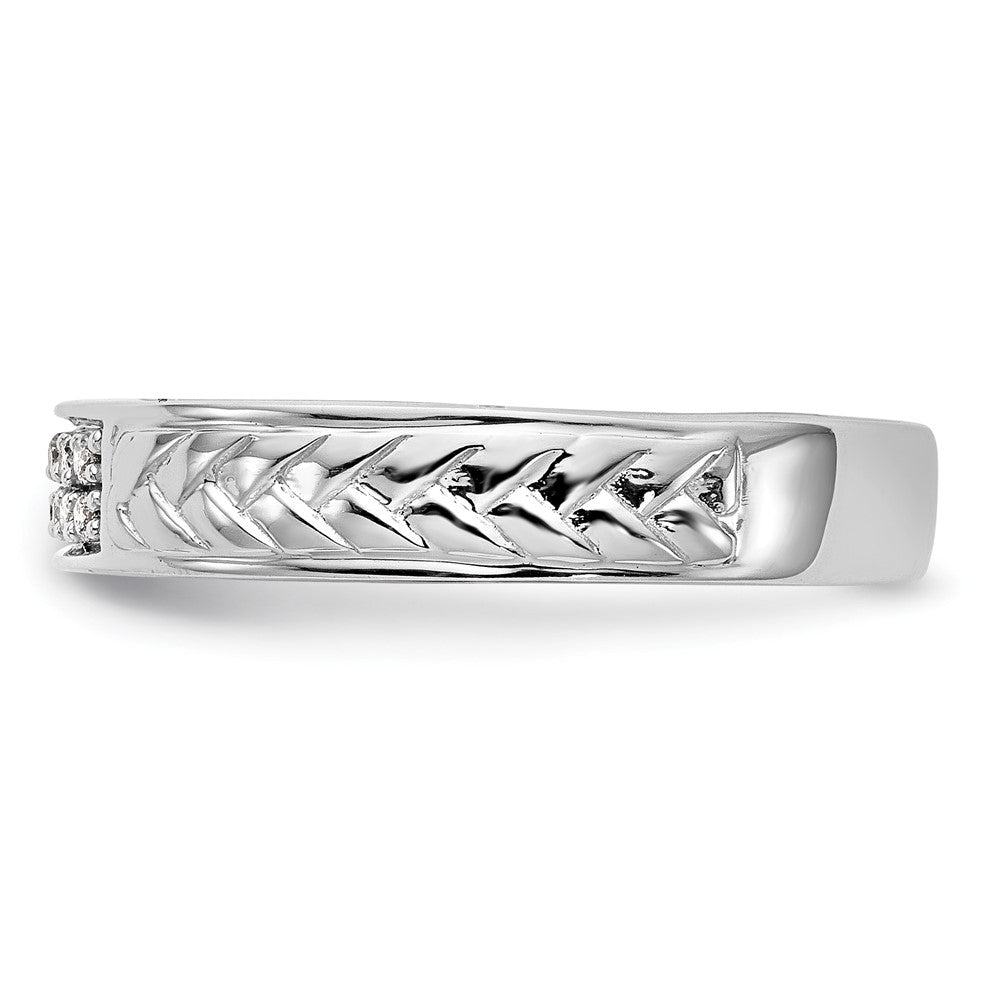 14K White Gold AA Quality 1/10 carat Diamond Trio Ladies Wedding Band