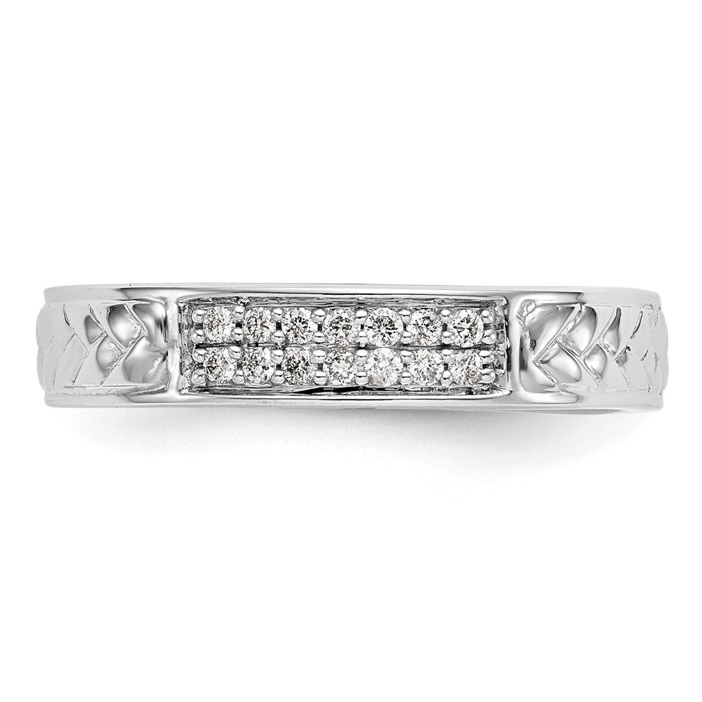 14K White Gold AA Quality 1/10 carat Diamond Trio Ladies Wedding Band