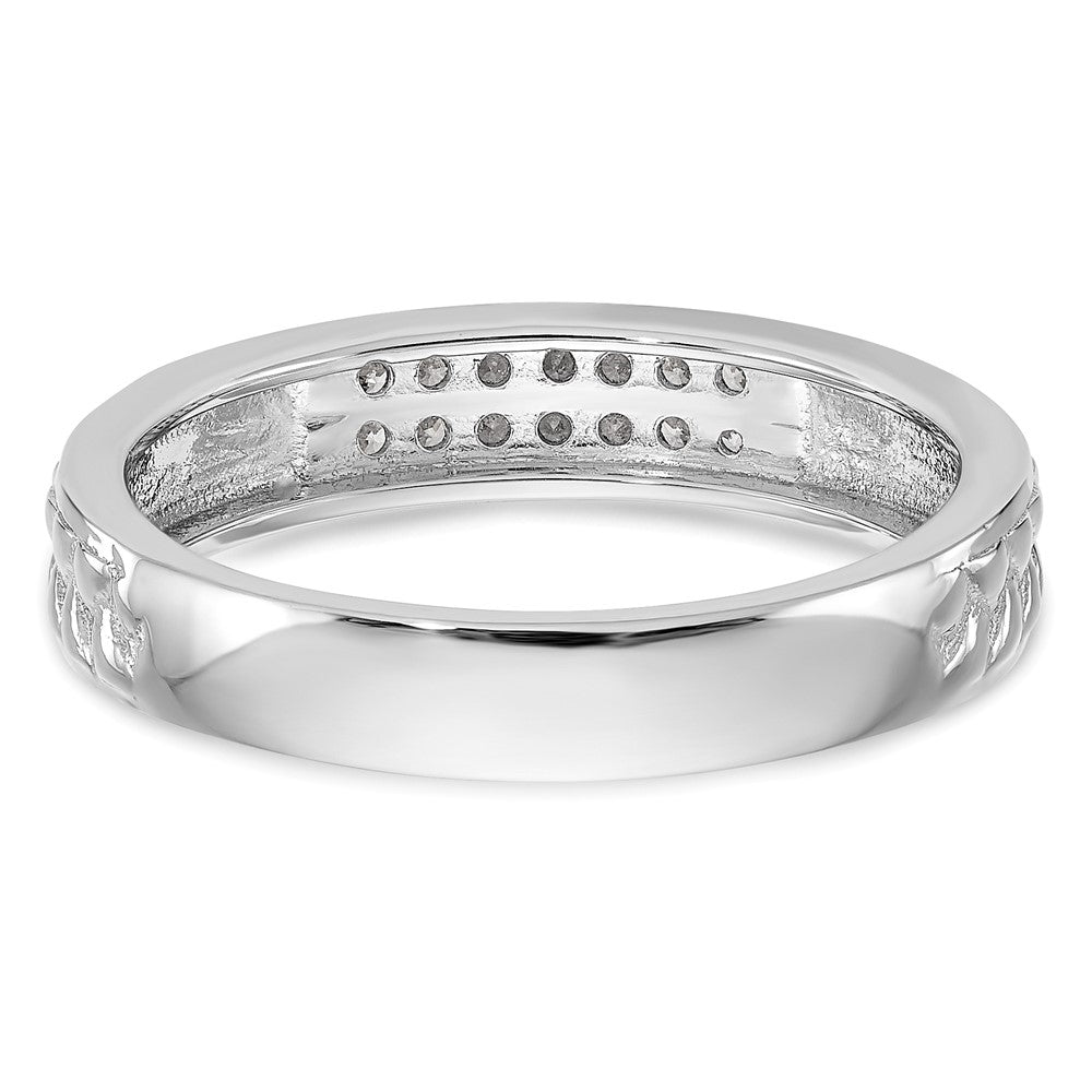 14K White Gold AA Quality 1/10 carat Diamond Trio Ladies Wedding Band