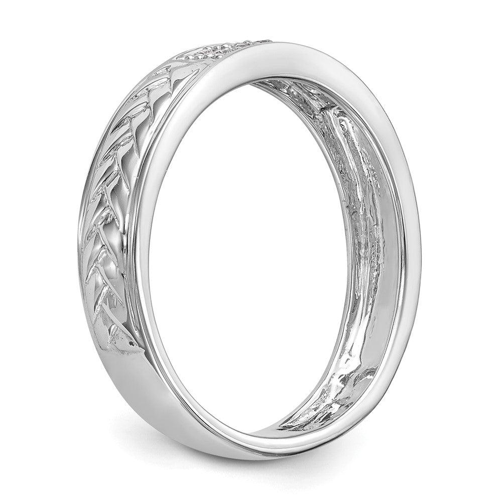 14K White Gold AA Quality 1/10 carat Diamond Trio Ladies Wedding Band