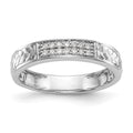 14K White Gold AA Quality 1/10 carat Diamond Trio Ladies Wedding Band