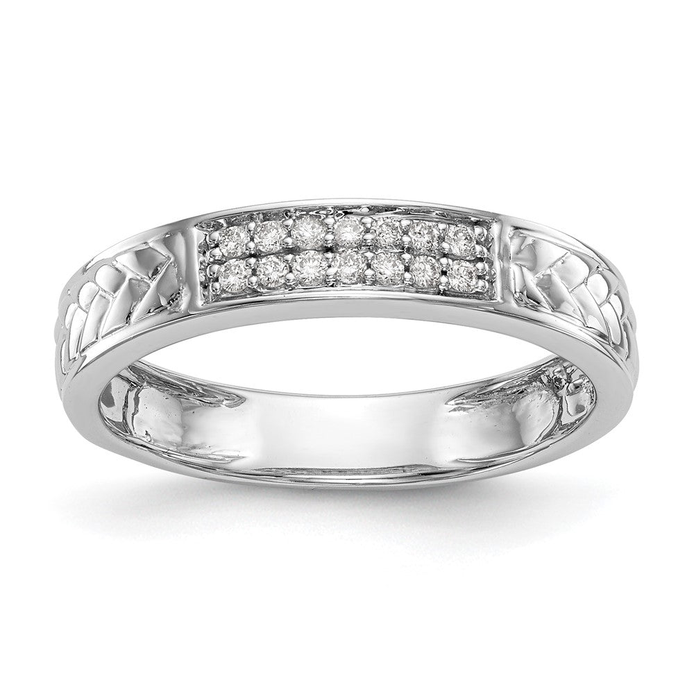 14K White Gold AA Quality 1/10 carat Diamond Trio Ladies Wedding Band