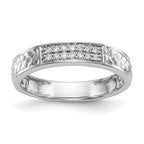 14K White Gold AA Quality 1/10 carat Diamond Trio Ladies Wedding Band