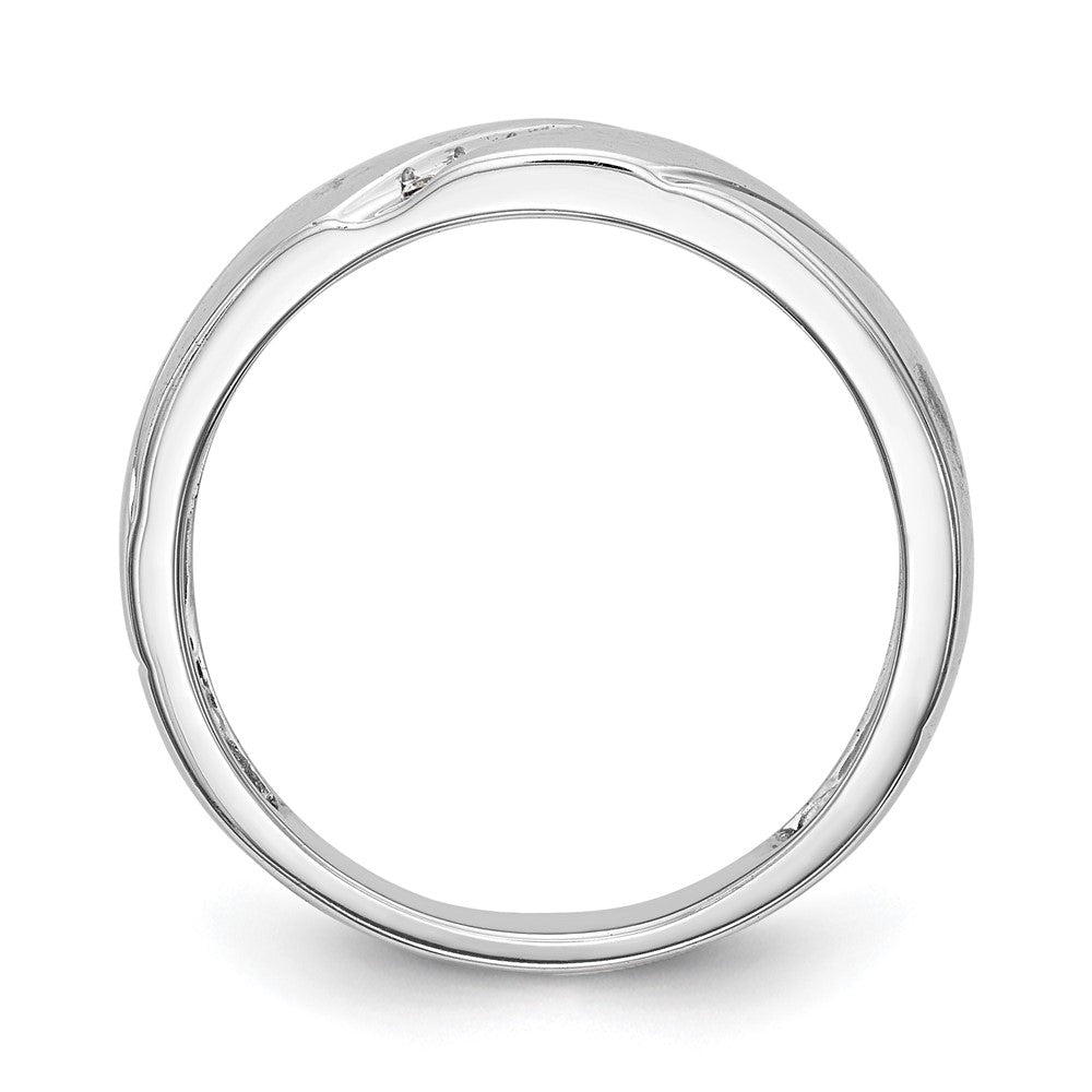 14K White Gold AA Quality .03 carat Diamond Trio Complete Men's Wedding Band
