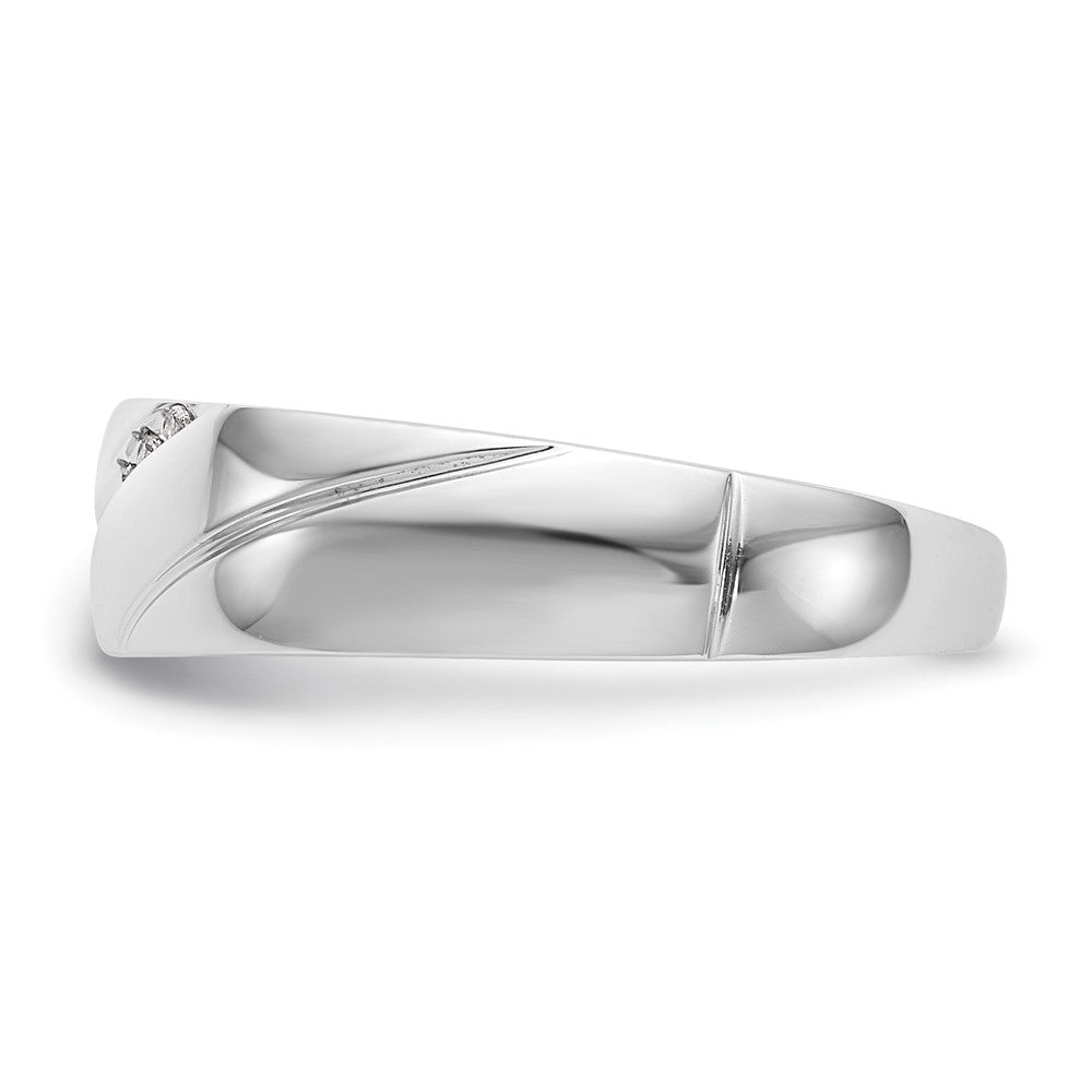 14K White Gold AA Quality .03 carat Diamond Trio Complete Men's Wedding Band