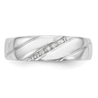 14K White Gold AA Quality .03 carat Diamond Trio Complete Men's Wedding Band