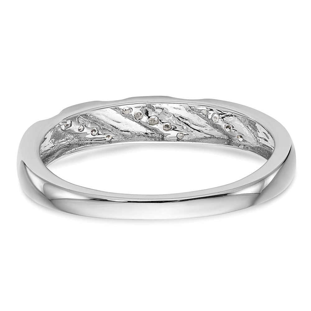 14K White Gold AA Quality .03 carat Diamond Trio Complete Men's Wedding Band