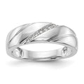14K White Gold AA Quality .03 carat Diamond Trio Complete Men's Wedding Band