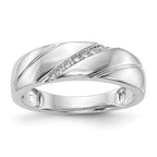 14K White Gold AA Quality .03 carat Diamond Trio Complete Men's Wedding Band
