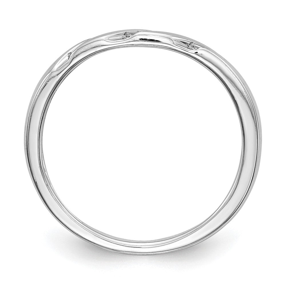 14K White Gold AA Quality 1/20 carat Diamond Trio Complete Ladies Wedding Band