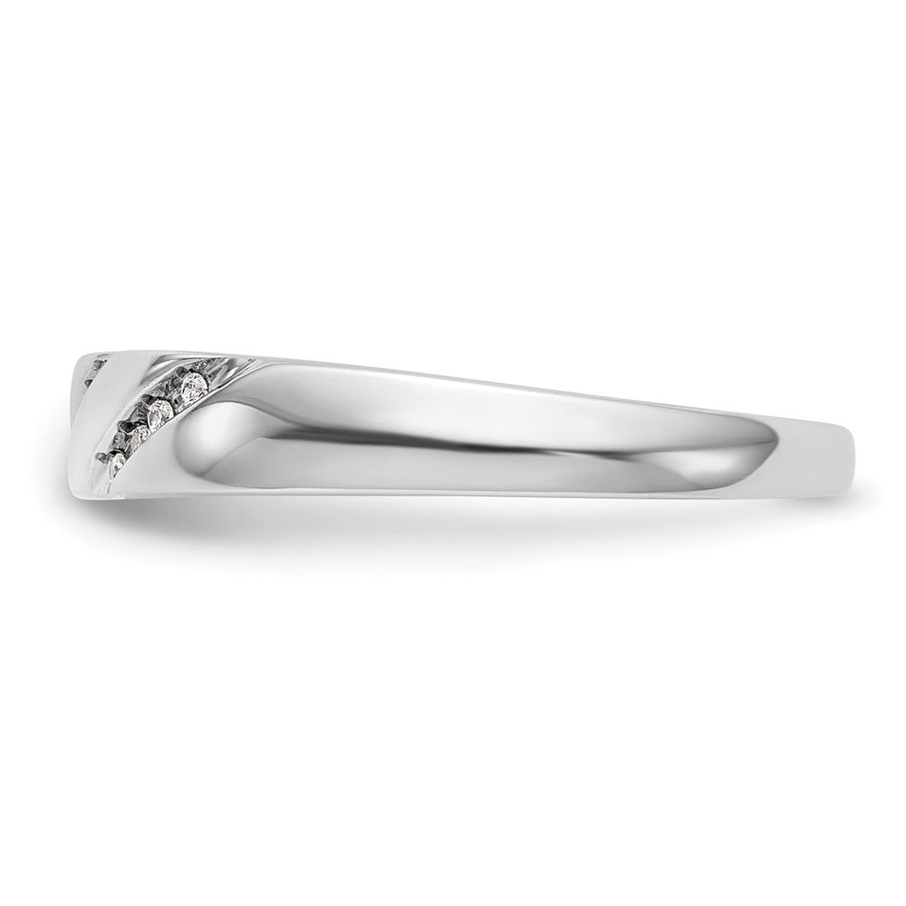 14K White Gold AA Quality 1/20 carat Diamond Trio Complete Ladies Wedding Band