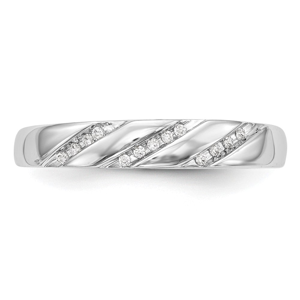 14K White Gold AA Quality 1/20 carat Diamond Trio Complete Ladies Wedding Band