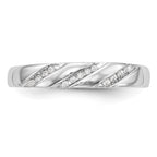 14K White Gold AA Quality 1/20 carat Diamond Trio Complete Ladies Wedding Band