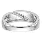 14K White Gold AA Quality 1/20 carat Diamond Trio Complete Ladies Wedding Band