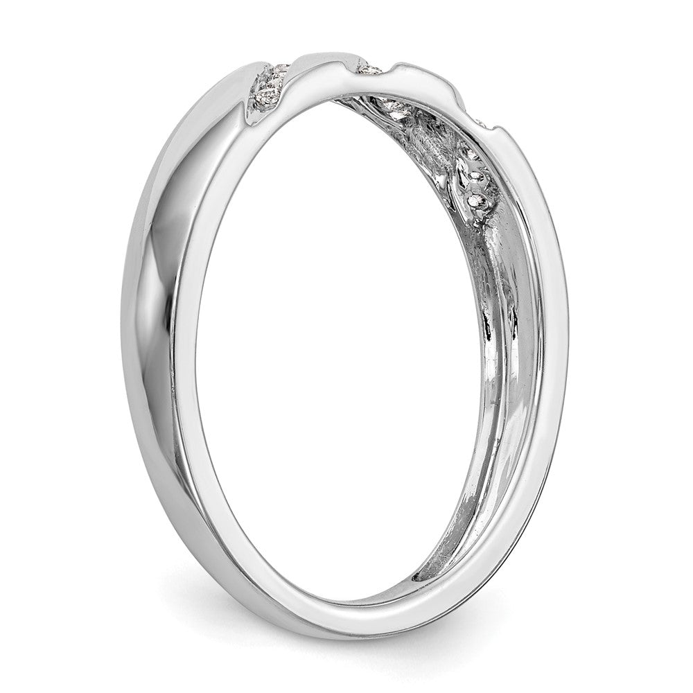 14K White Gold AA Quality 1/20 carat Diamond Trio Complete Ladies Wedding Band