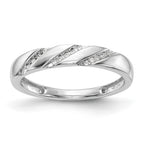 14K White Gold AA Quality 1/20 carat Diamond Trio Complete Ladies Wedding Band