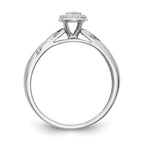14K White Gold Halo Cluster AA Quality 1/6 carat Diamond Trio Complete Engagement Ring