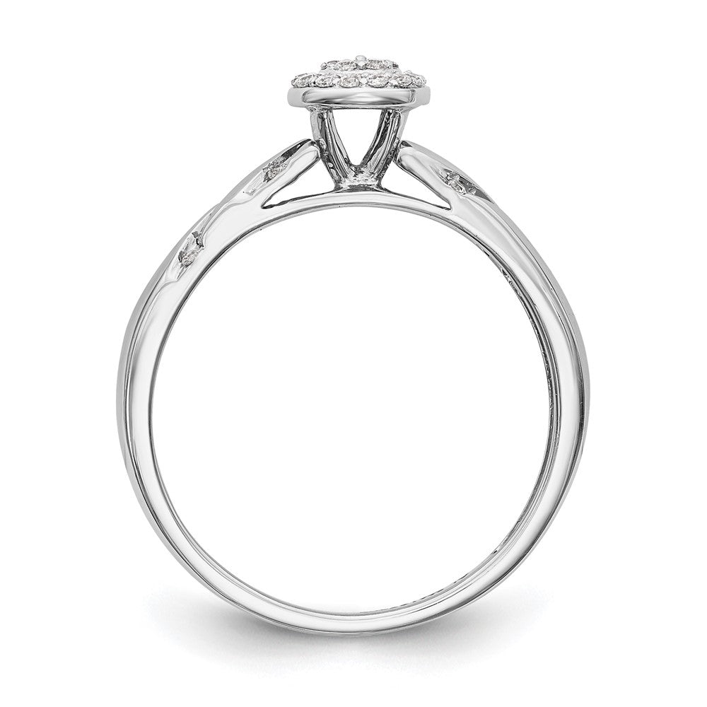 14K White Gold Halo Cluster AA Quality 1/6 carat Diamond Trio Complete Engagement Ring