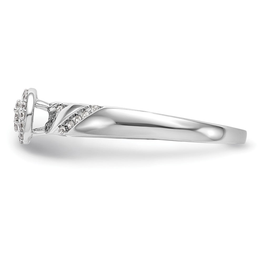 14K White Gold Halo Cluster AA Quality 1/6 carat Diamond Trio Complete Engagement Ring