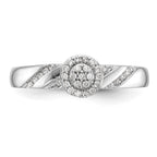 14K White Gold Halo Cluster AA Quality 1/6 carat Diamond Trio Complete Engagement Ring
