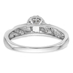 14K White Gold Halo Cluster AA Quality 1/6 carat Diamond Trio Complete Engagement Ring