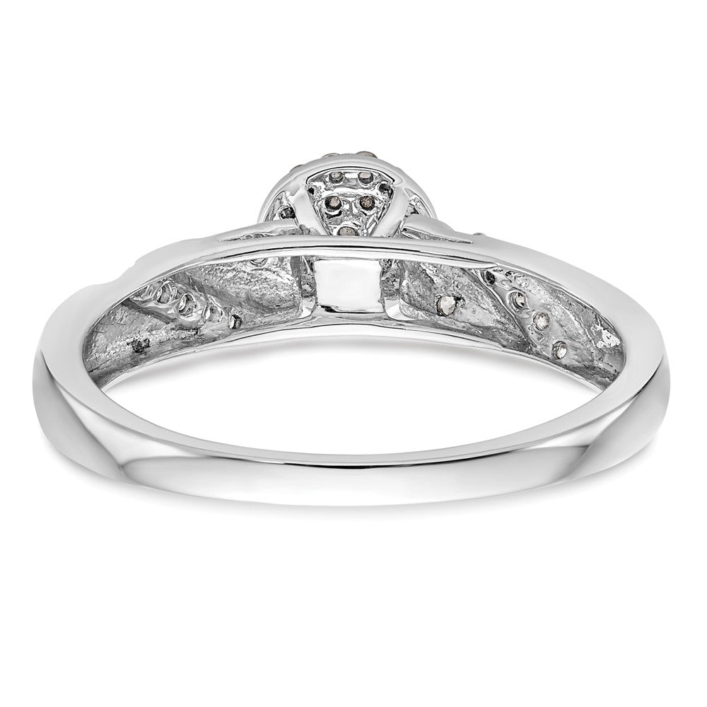14K White Gold Halo Cluster AA Quality 1/6 carat Diamond Trio Complete Engagement Ring