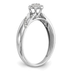 14K White Gold Halo Cluster AA Quality 1/6 carat Diamond Trio Complete Engagement Ring