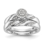 14K White Gold Halo Cluster AA Quality 1/6 carat Diamond Trio Complete Engagement Ring