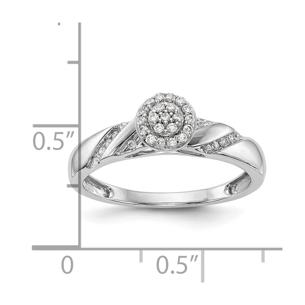 14K White Gold Halo Cluster AA Quality 1/6 carat Diamond Trio Complete Engagement Ring