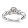 14K White Gold Halo Cluster AA Quality 1/6 carat Diamond Trio Complete Engagement Ring
