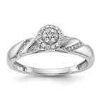 14K White Gold Halo Cluster AA Quality 1/6 carat Diamond Trio Complete Engagement Ring