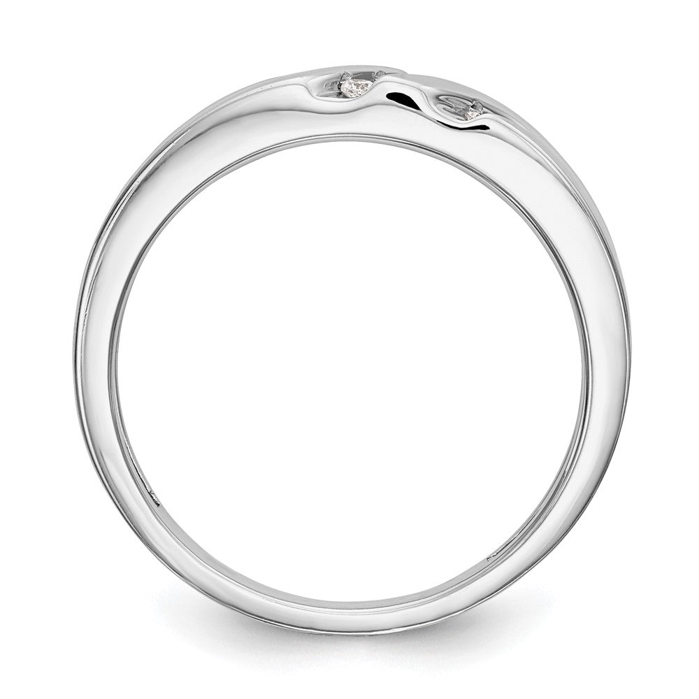 14K White Gold AA Quality 1/6 carat Diamond Trio Complete Men's Wedding Band