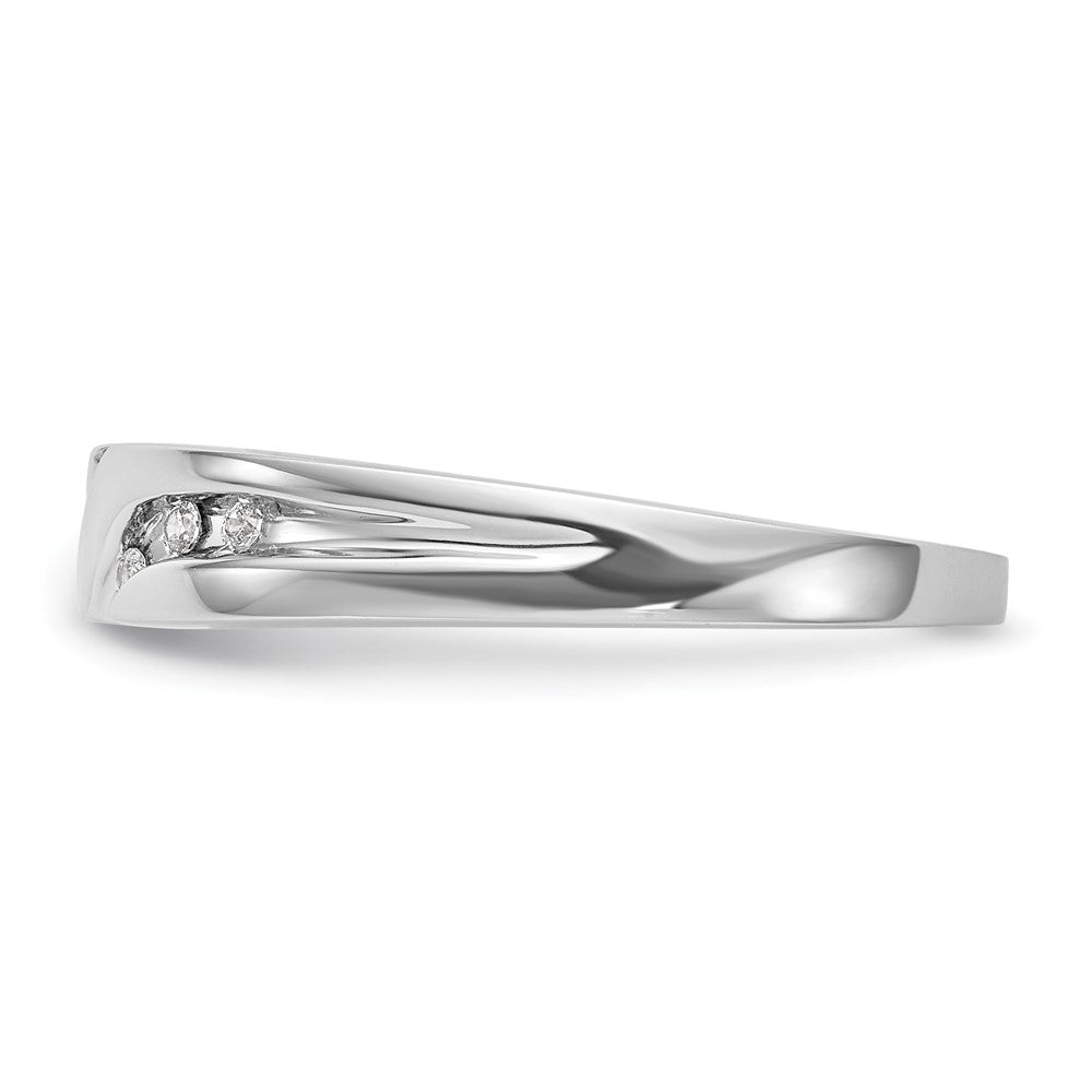 14K White Gold AA Quality 1/6 carat Diamond Trio Complete Men's Wedding Band