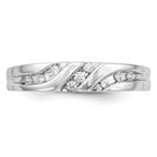14K White Gold AA Quality 1/6 carat Diamond Trio Complete Men's Wedding Band
