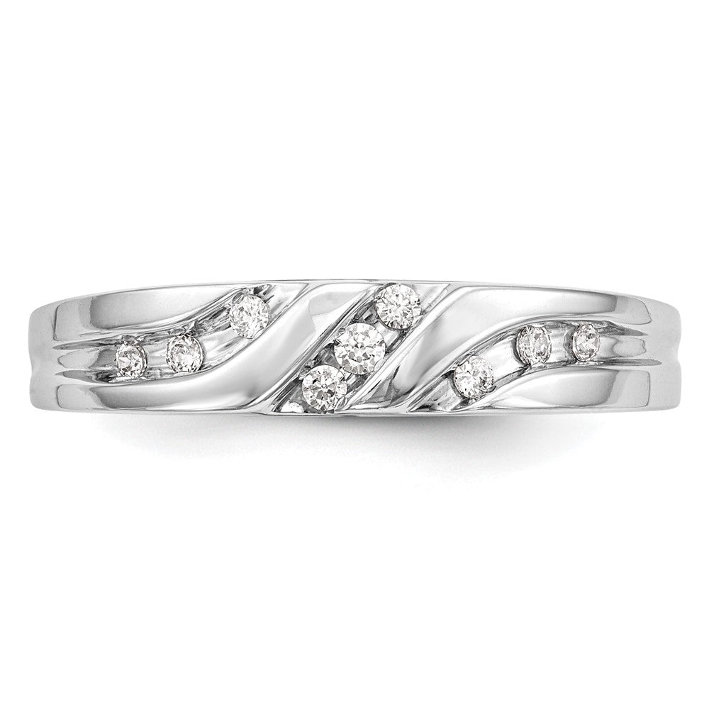 14K White Gold AA Quality 1/6 carat Diamond Trio Complete Men's Wedding Band