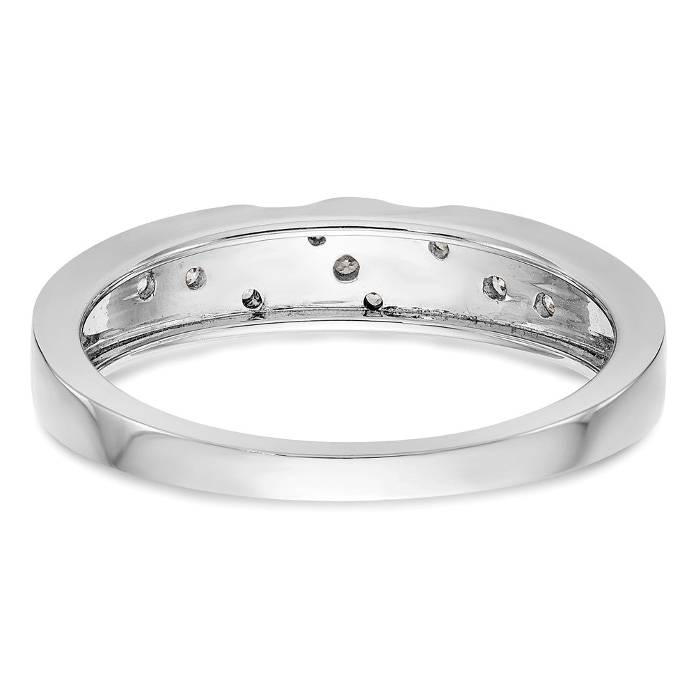 14K White Gold AA Quality 1/6 carat Diamond Trio Complete Men's Wedding Band
