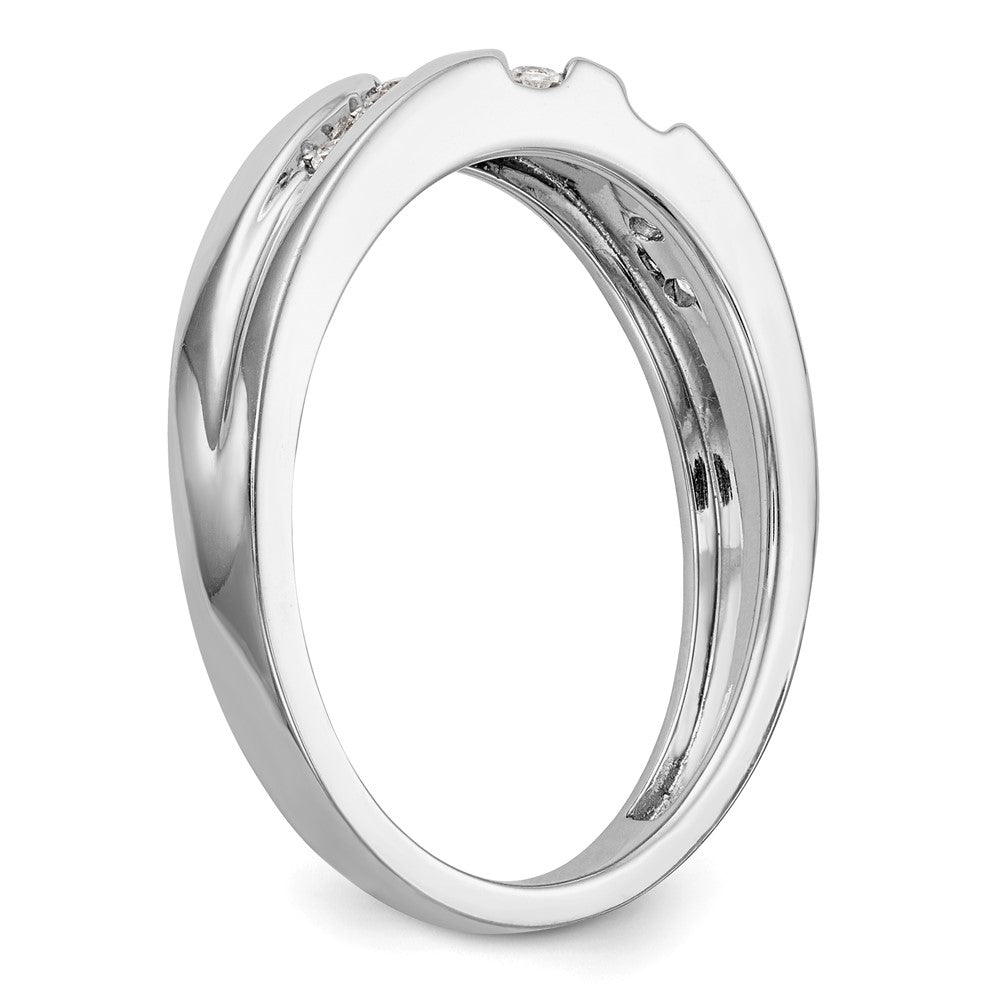 14K White Gold AA Quality 1/6 carat Diamond Trio Complete Men's Wedding Band