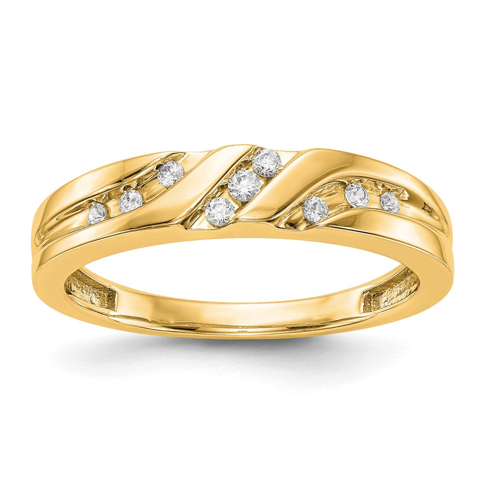 14K Yellow Gold Complete Diamond Trio Men's Wedding Band
