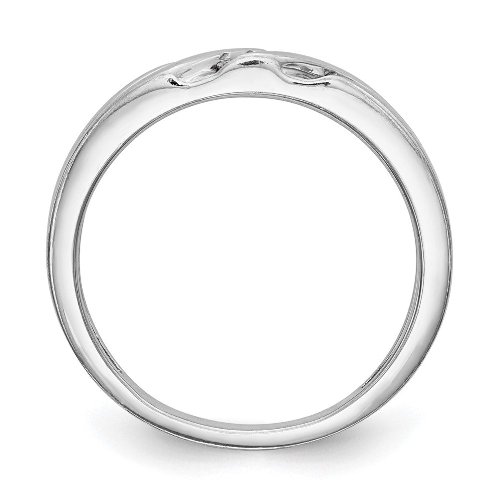 14K White Gold AA Quality 1/8 carat Diamond Trio Complete Ladies Wedding Band