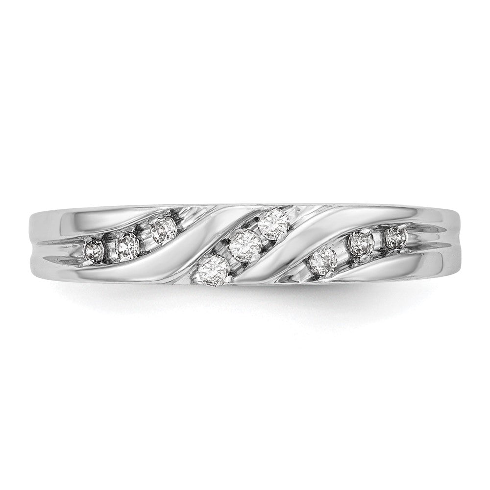 14K White Gold AA Quality 1/8 carat Diamond Trio Complete Ladies Wedding Band