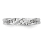 14K White Gold AA Quality 1/8 carat Diamond Trio Complete Ladies Wedding Band