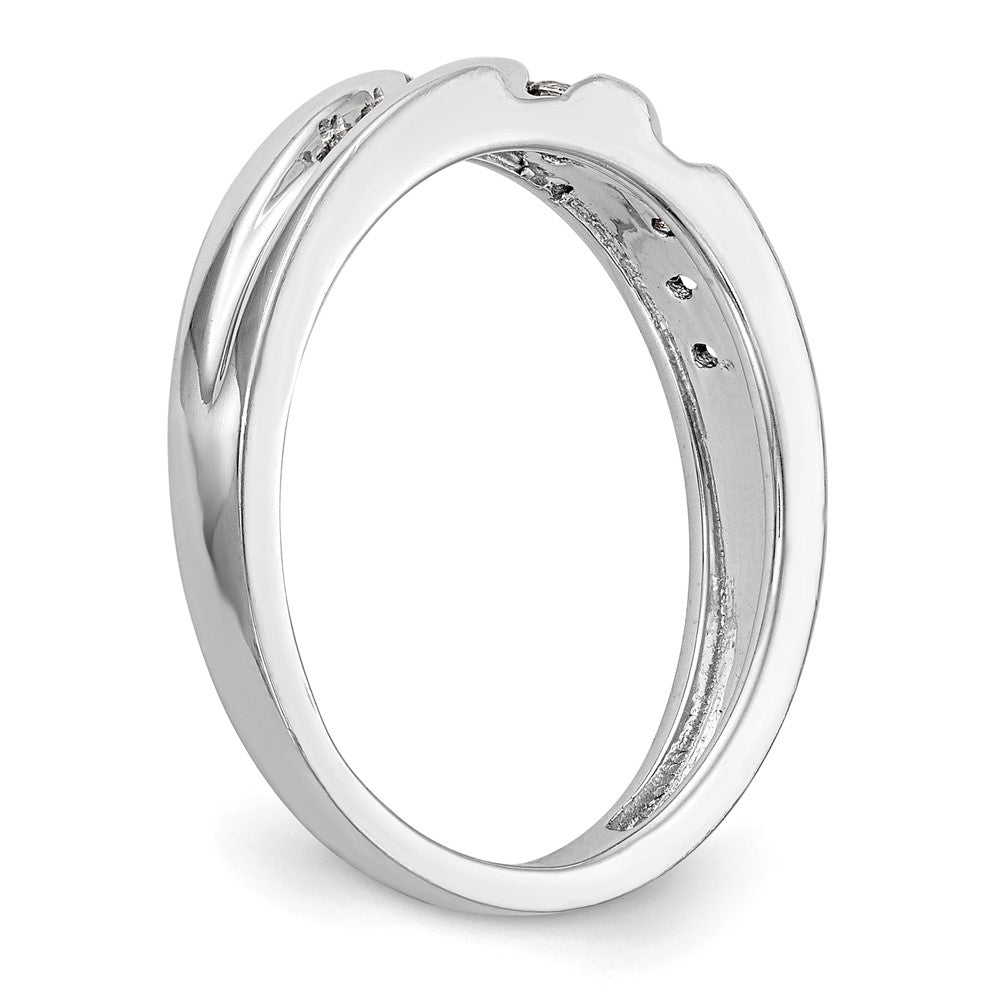 14K White Gold AA Quality 1/8 carat Diamond Trio Complete Ladies Wedding Band