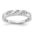 14K White Gold AA Quality 1/8 carat Diamond Trio Complete Ladies Wedding Band