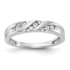 14K White Gold AA Quality 1/8 carat Diamond Trio Complete Ladies Wedding Band