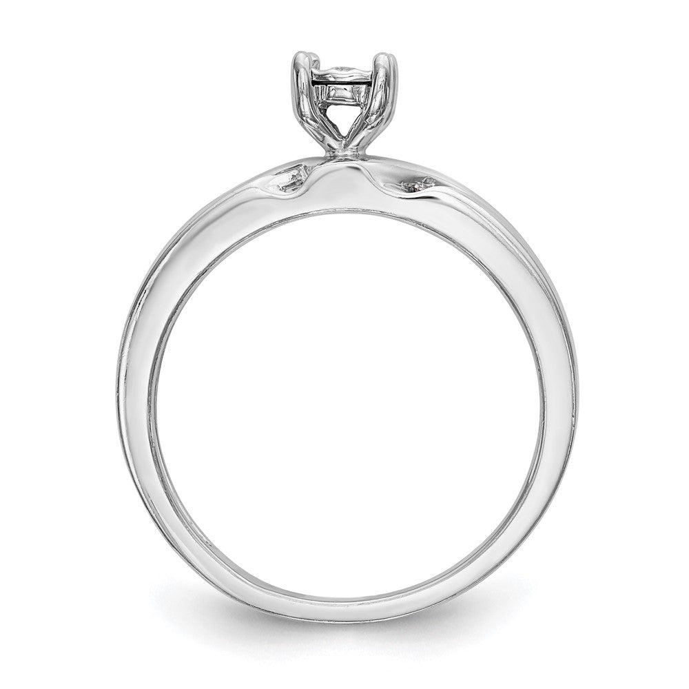 14K White Gold AA Quality 1/8 carat Diamond Trio Complete Engagement Ring