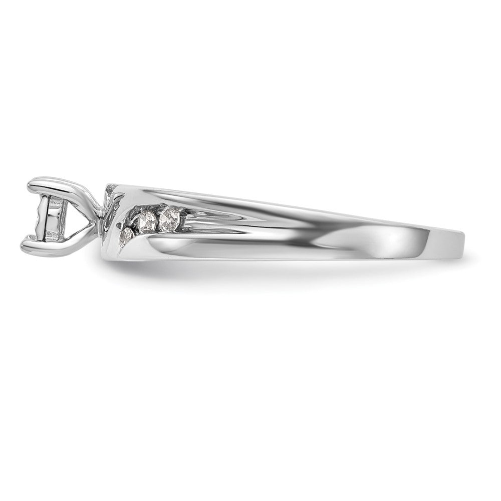 14K White Gold AA Quality 1/8 carat Diamond Trio Complete Engagement Ring