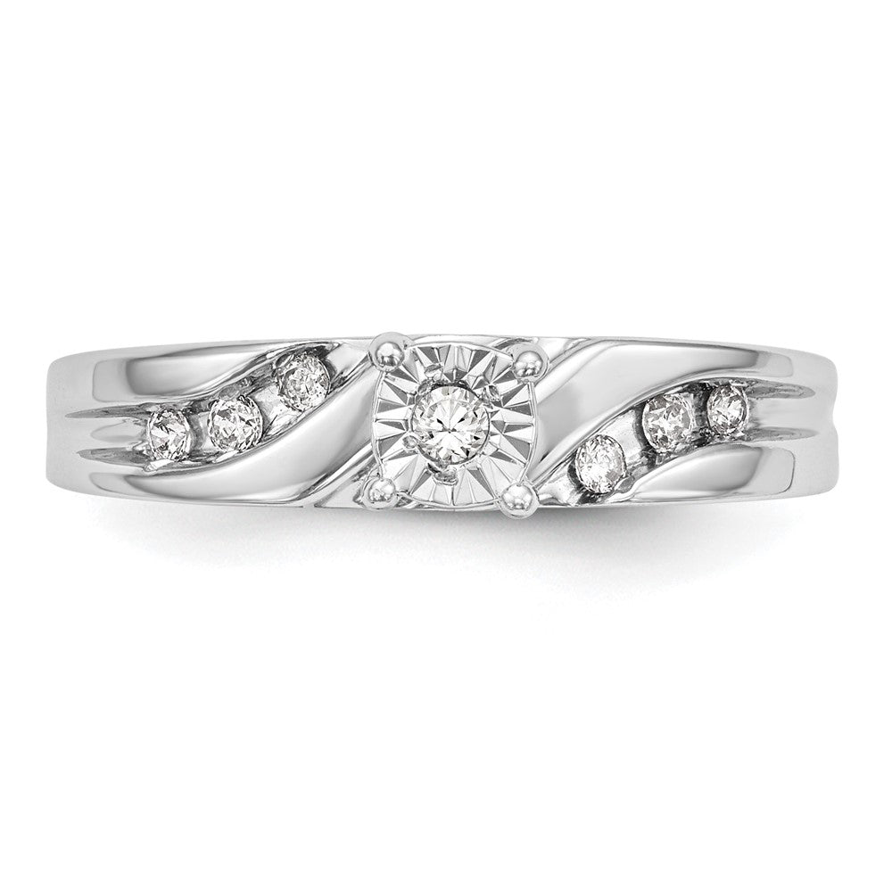 14K White Gold AA Quality 1/8 carat Diamond Trio Complete Engagement Ring