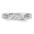 14K White Gold AA Quality 1/8 carat Diamond Trio Complete Engagement Ring